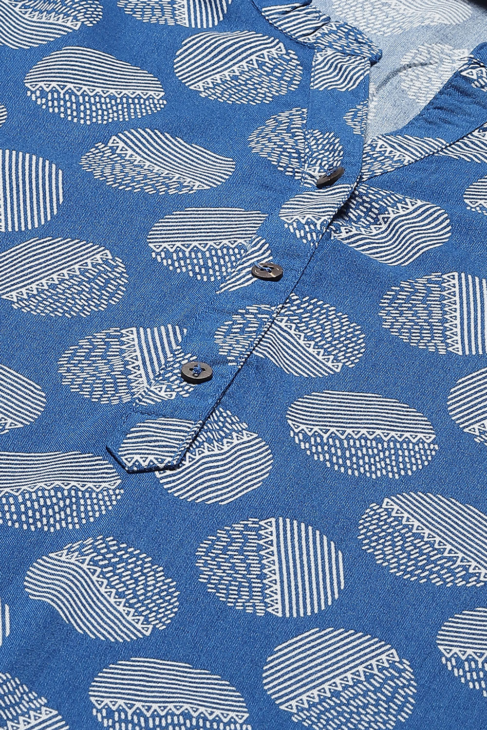 Blue LIVA Straight Kurta image number 2